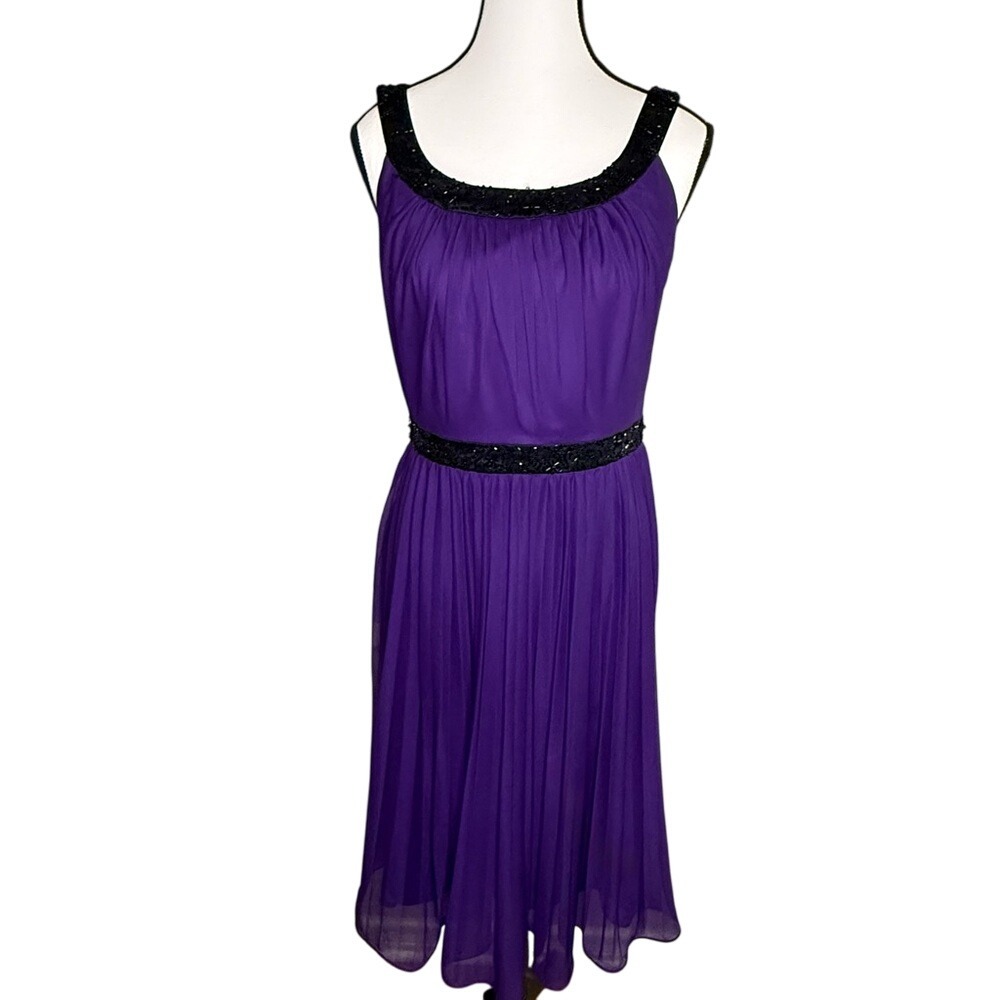 Alex Evenings Purple Sleeveless‎ Beaded Dress Size 6 Prom Cocktail Party Wedding
